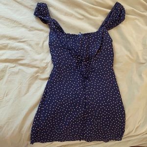 Reformation Jess Dress black with brown polka dots